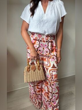 NWOT Current Air Smocked Waist Wide Leg Pants